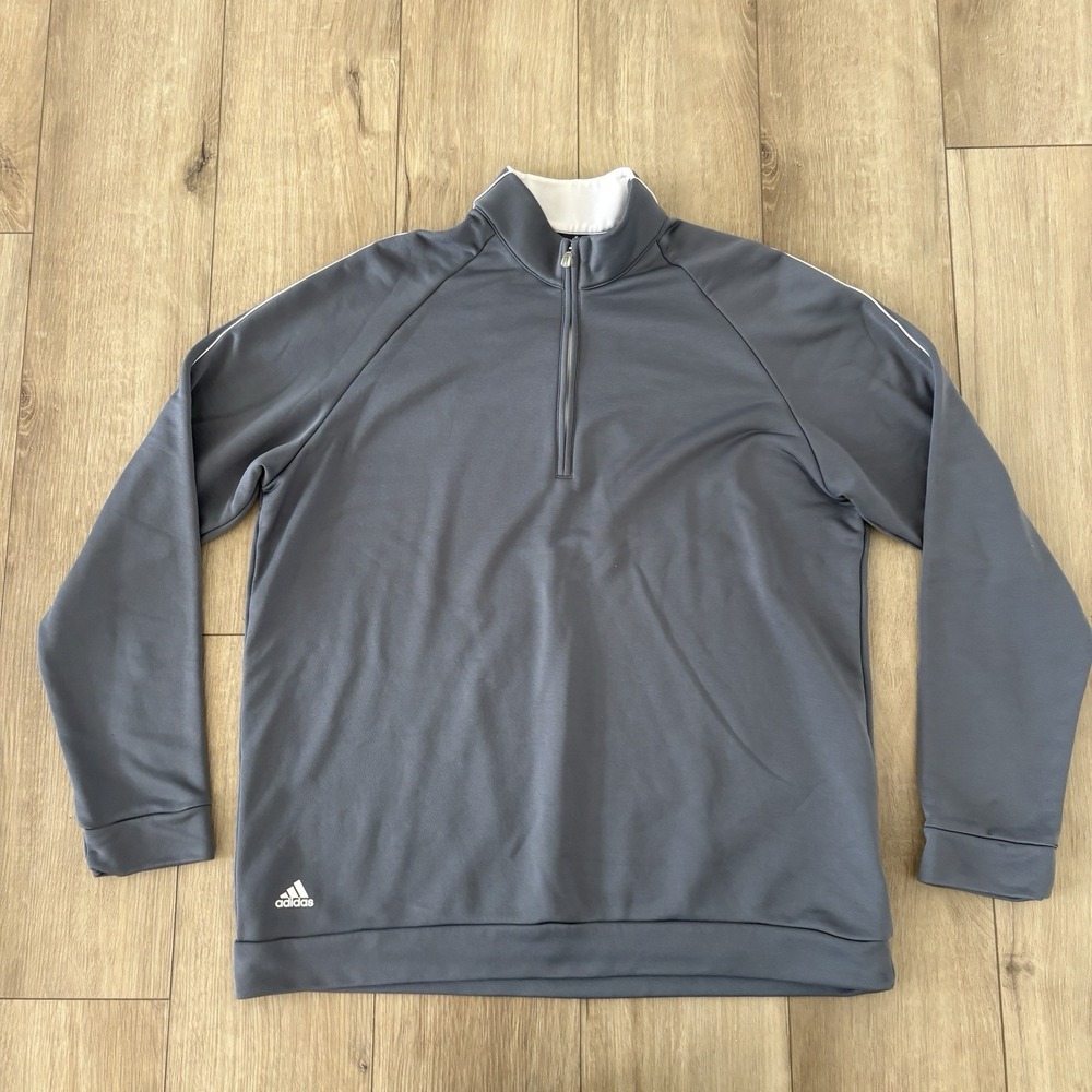 Adidas Golf Pullover Mens Large Gray Quarter Zip Mock Neck Climalite Sweater